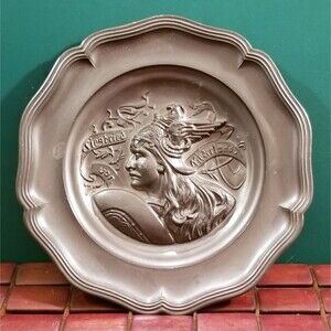 Vintage Siegfried Von Niederland Pewter Plate De Kandelaar 9" Diameter